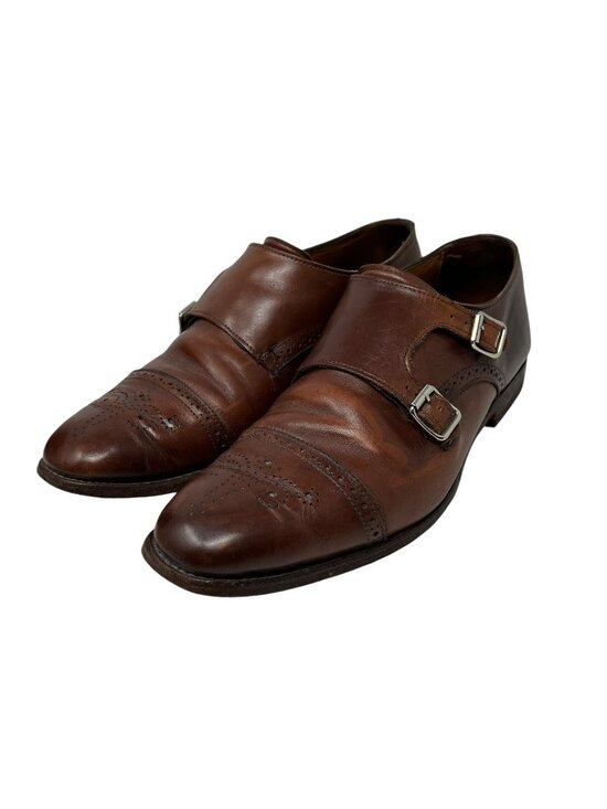 Allen Edmonds St. John\'s Brown Leather Double Monk Strap Dress Shoes Mens 10.5 E